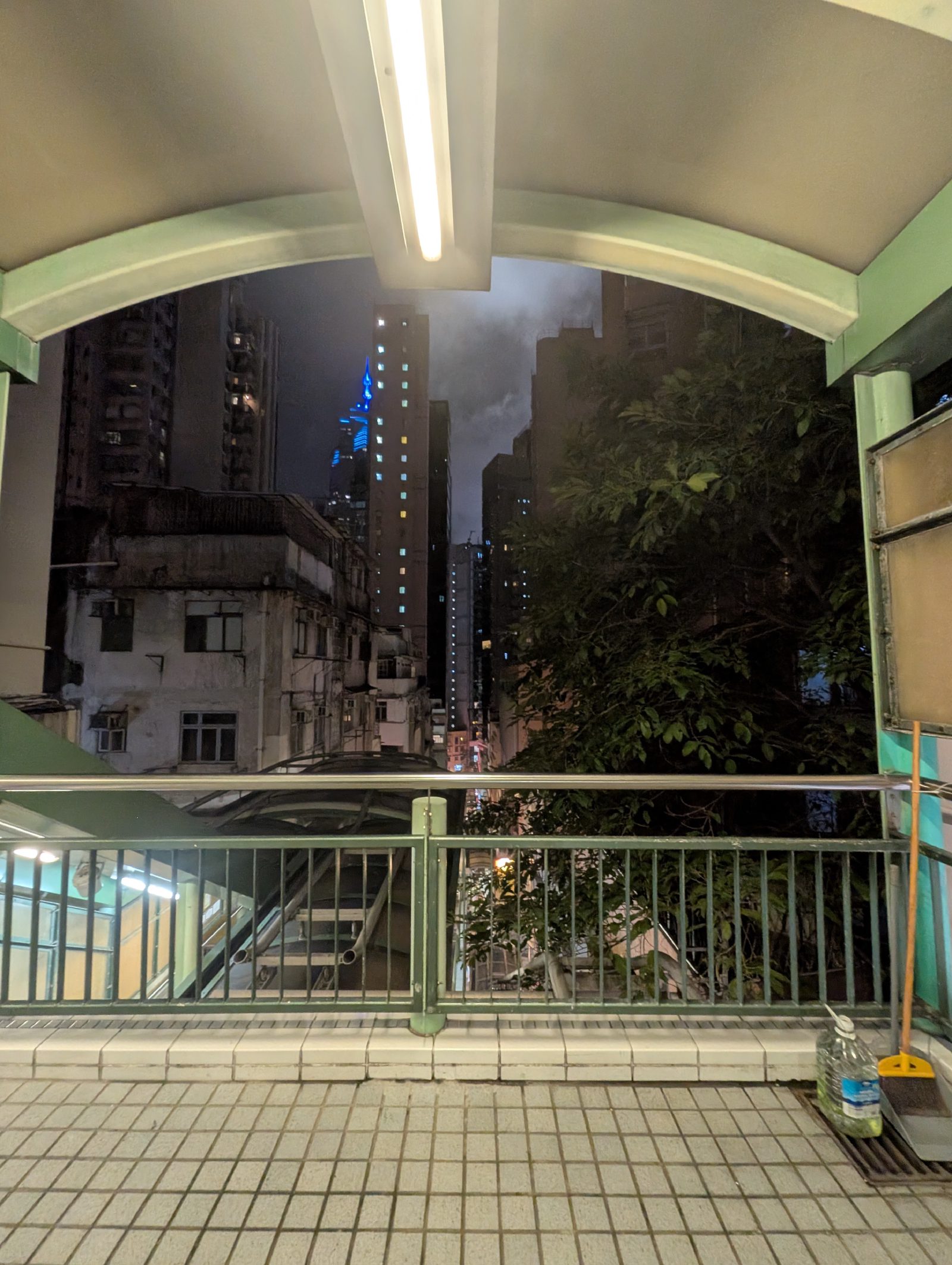 Night view from the escalator system