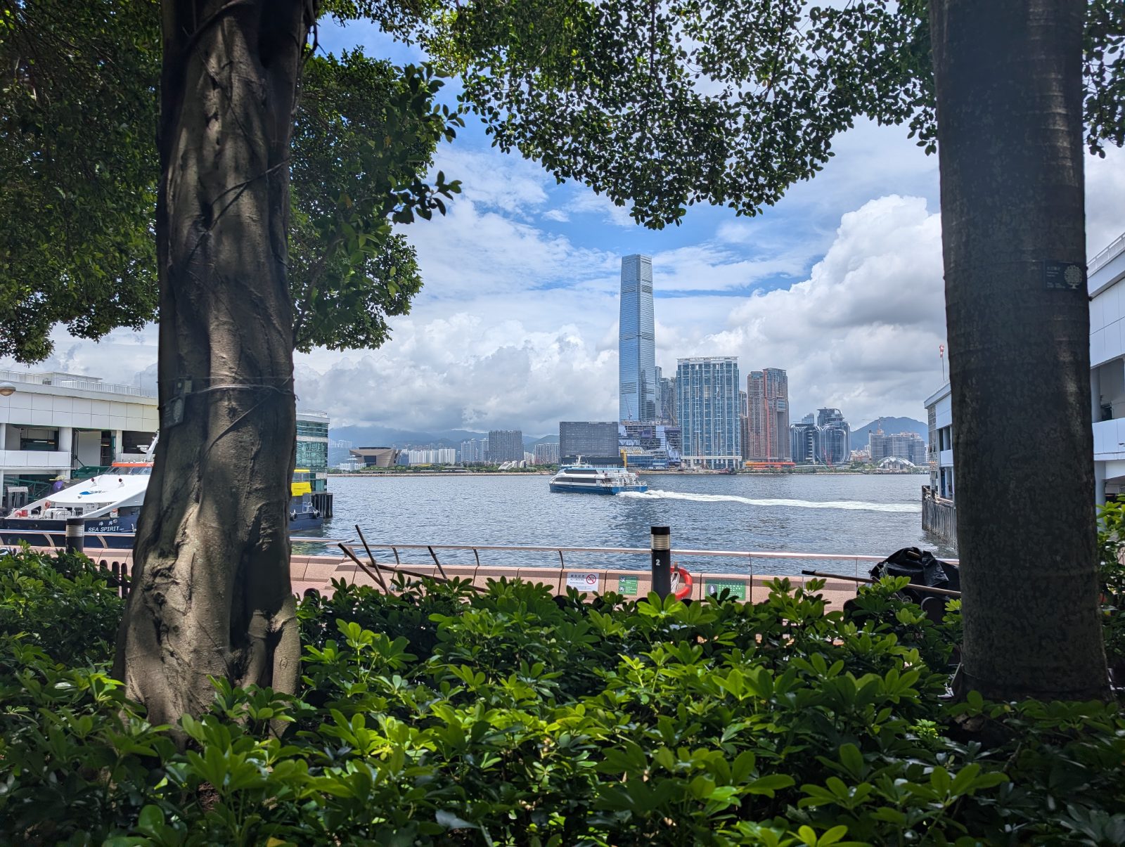 View out through the harbour to Kowloon